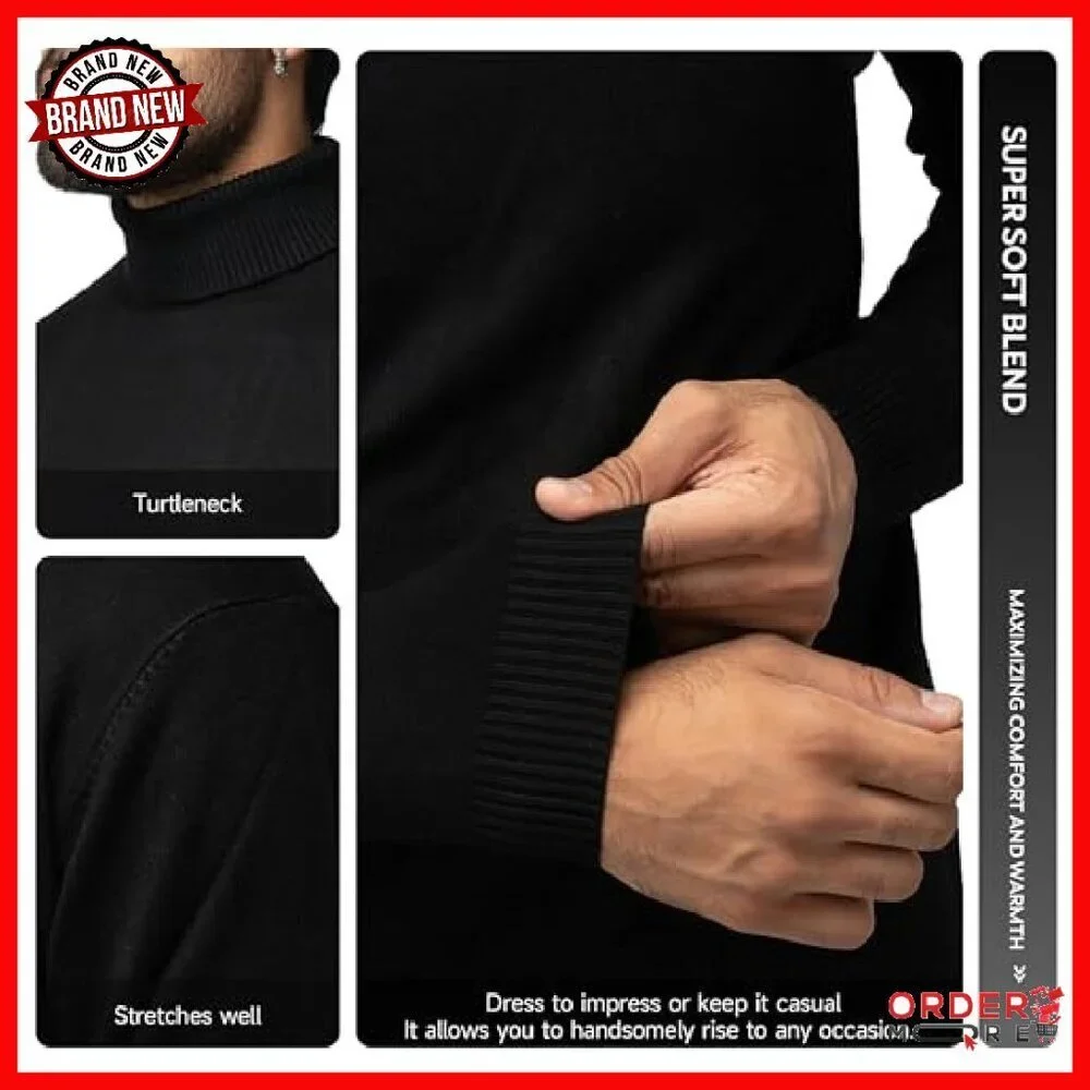 Men's Slim Fit Turtleneck Sweater Ultra Soft Pullover Long Sleeve